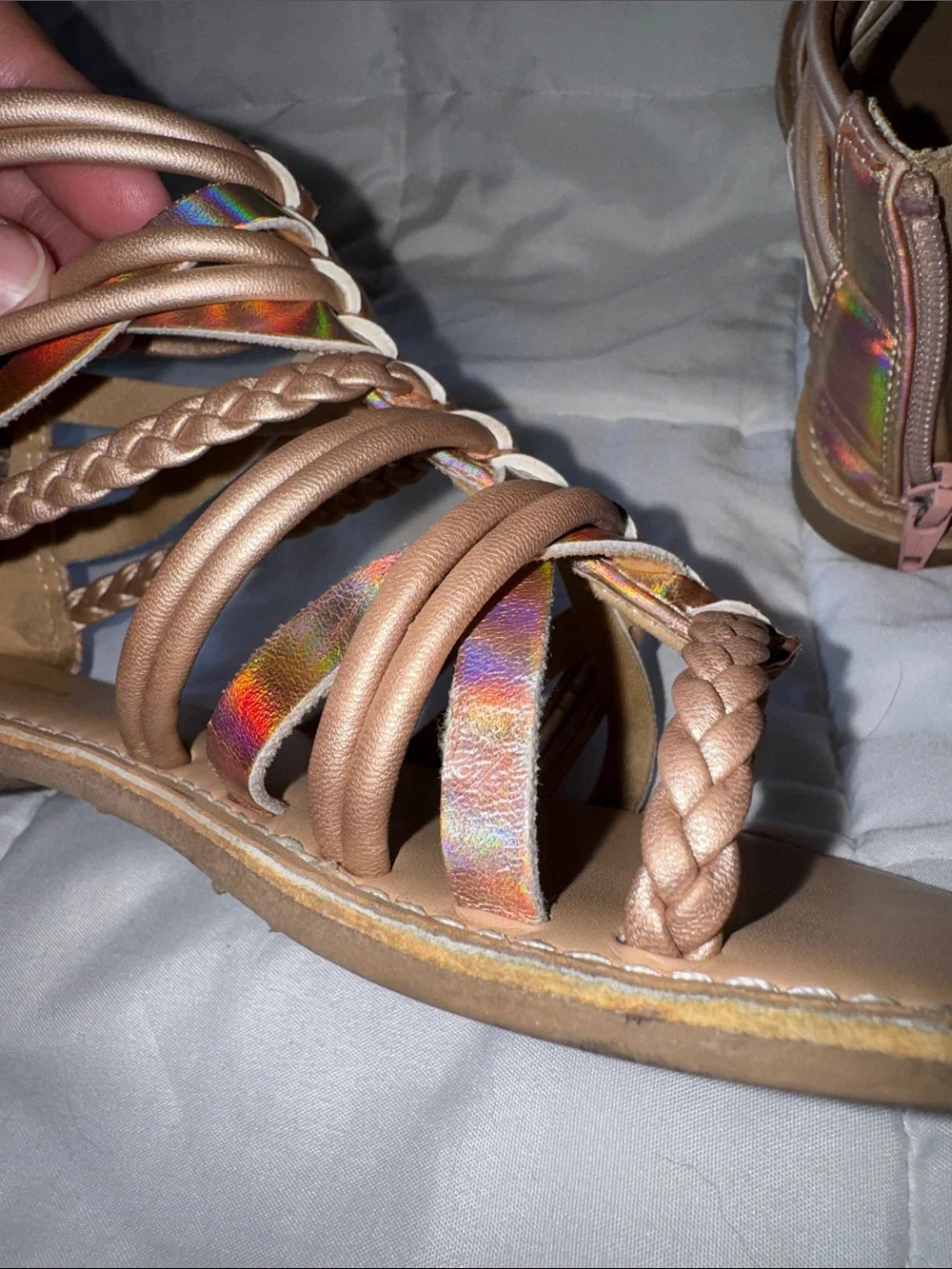 Sonoma Bronze Holographic Braided Gladiator Sandals